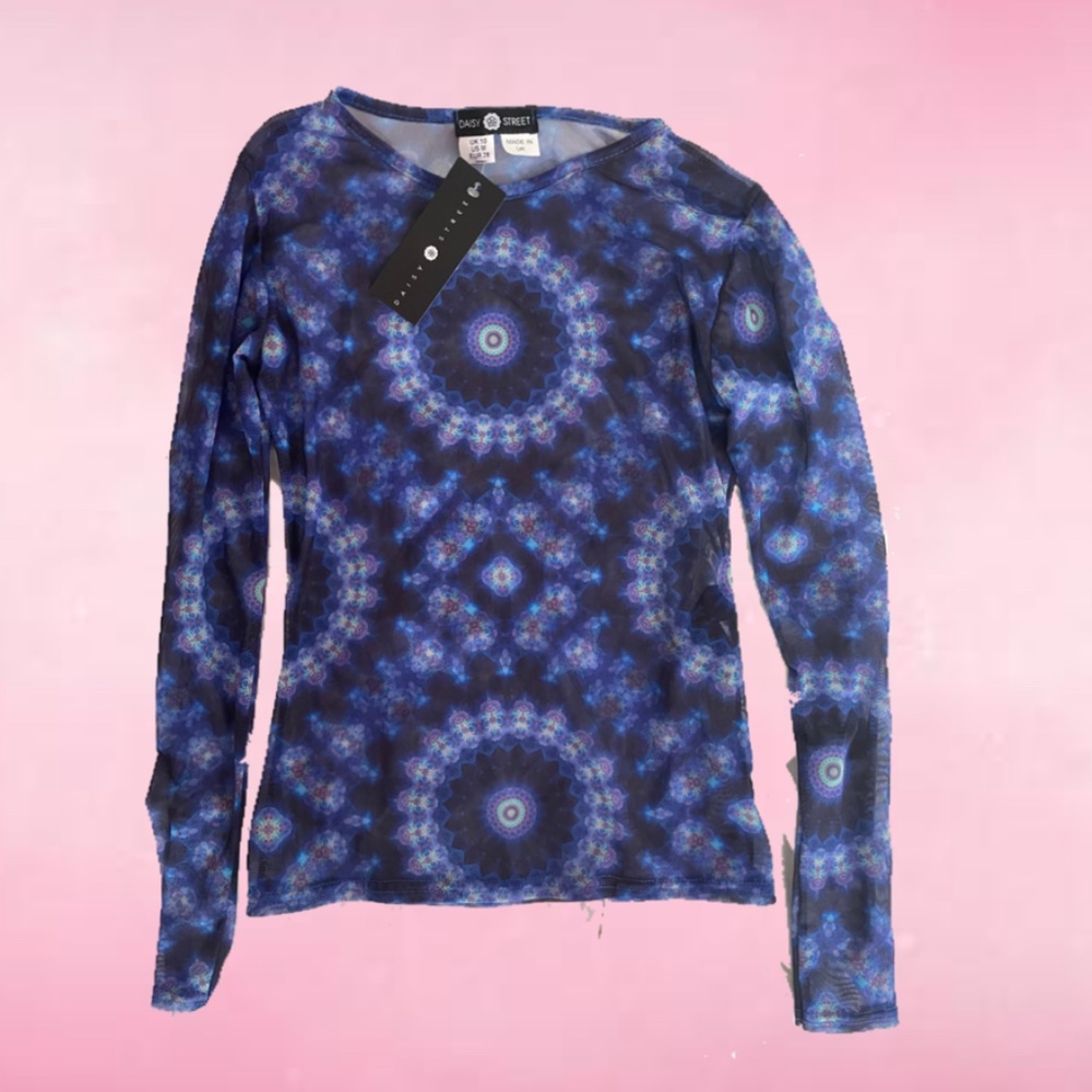 Zumiez Sheer Mesh Kaleidoscope Festival Shirt